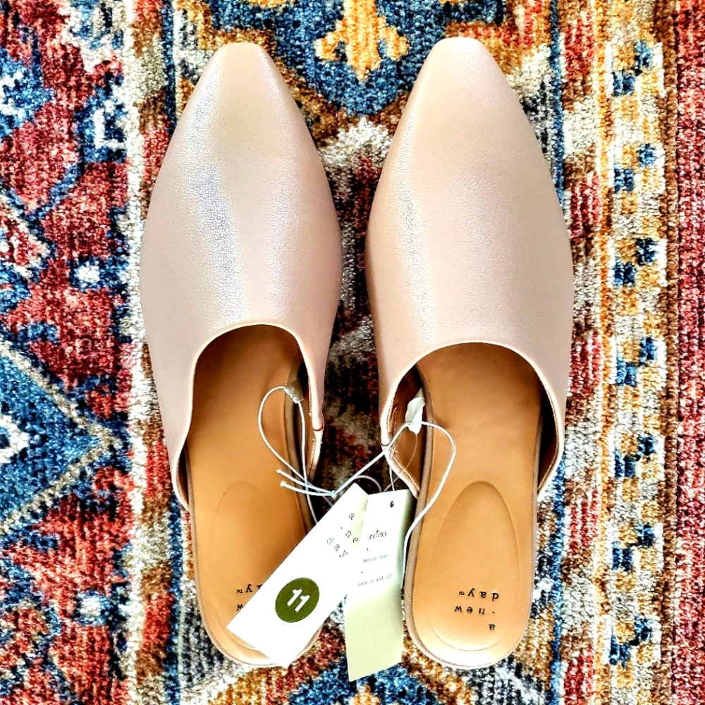 (A Ney Day) Tan Slip On Mule Shoes